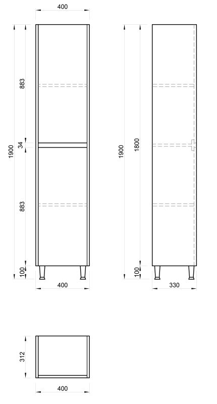 Пенал у ванну Modern ПН-40