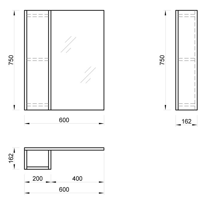 Шафа навісна з дзеркалом у ванну "NERRO"-60