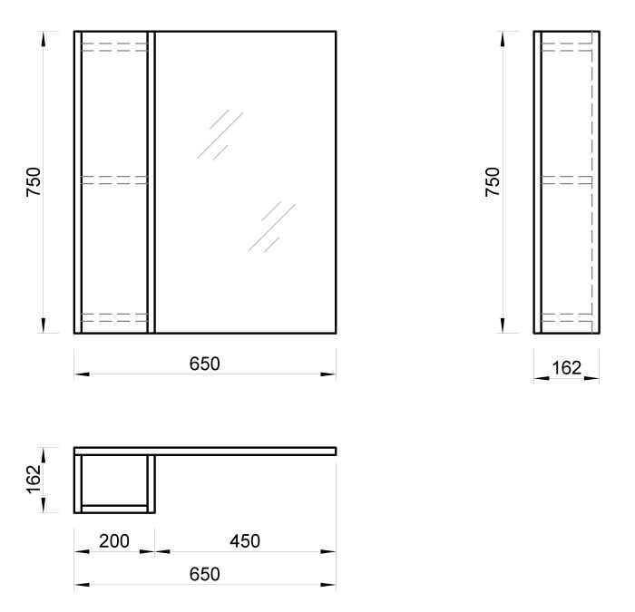 Шафа навісна з дзеркалом у ванну "NERRO"-65
