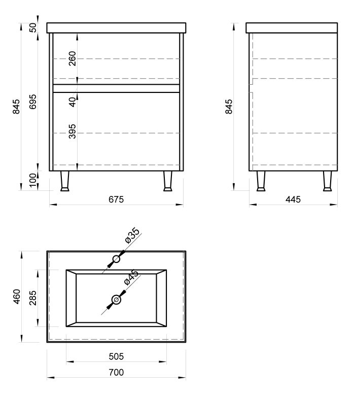 Тумба у ванну NERRO ТН-2 -70 під умивальник SAVA-70