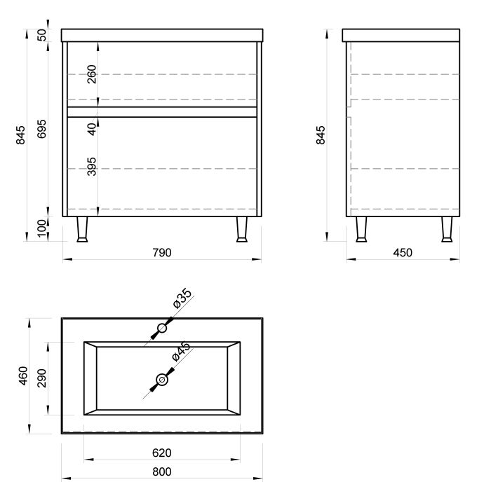 Тумба у ванну NERRO ТН-2 -80 під умивальник SAVA-80