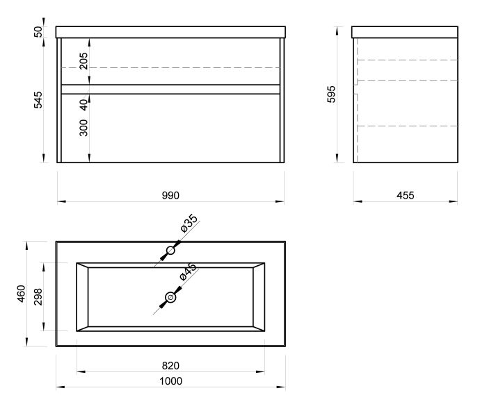 Тумба у ванну NERRO ТП-2 -100 під умивальник SAVA-100