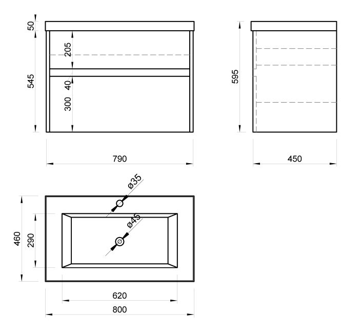 Тумба NERRO ТП-1-60 під умивальник SAVA-60