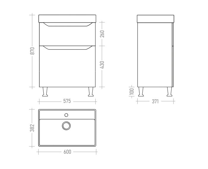Тумба Parla ТН2-60 мокко під умивальник Parla 65*38