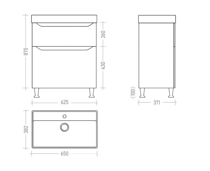 Тумба Parla ТН2-65 під умивальник Parla 65*38