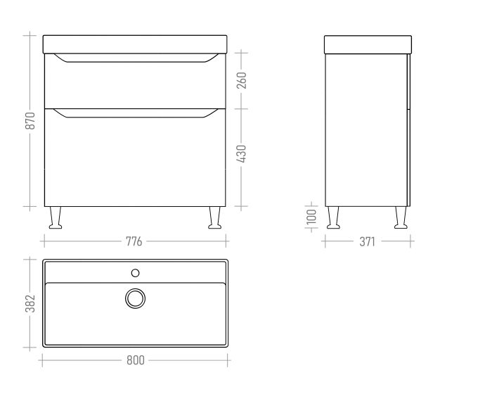 Тумба Parla ТН2-80 під умивальник Parla 80*38