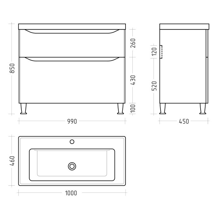 Тумба "MILANA" ML-80 під умивальник SAVA-80