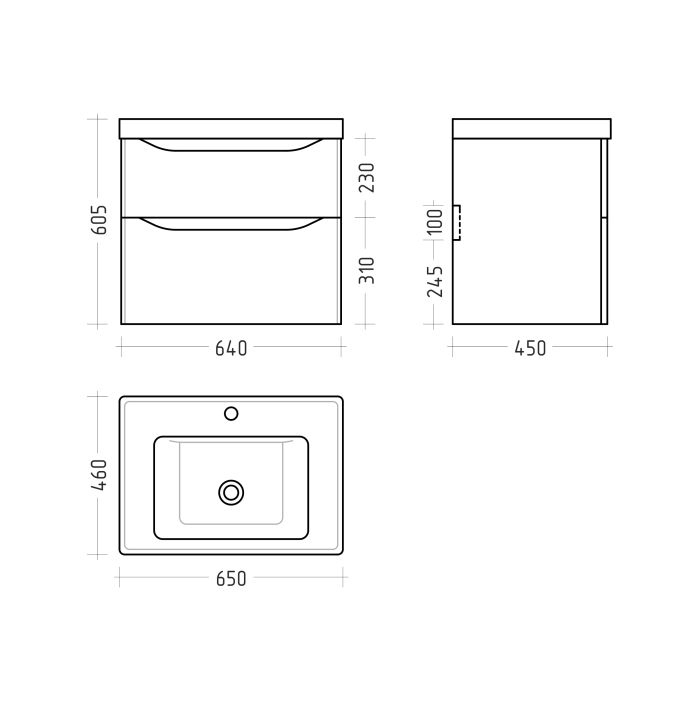 Тумба "MILANA" ML-65 під умивальник SAVA-65