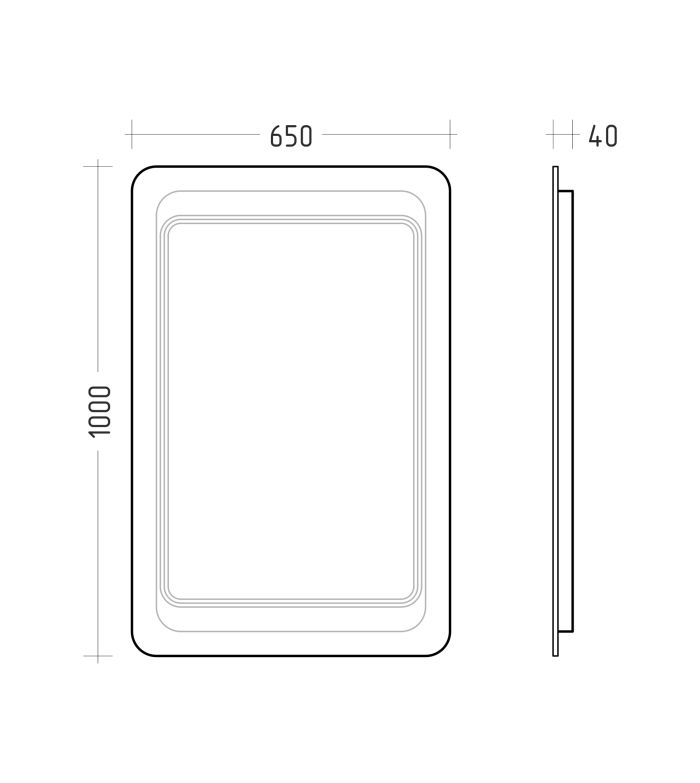 Дзеркало у ванну "MILANA" PRM-100