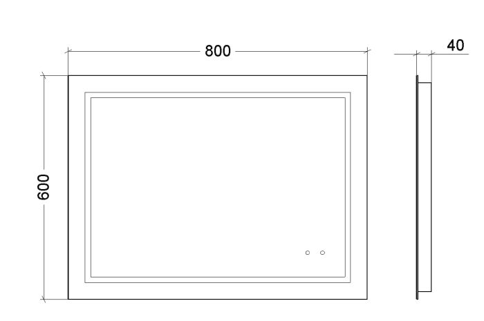 Дзеркало Parla - 800*600 з LED підсвіткою, сенсорним вимикачем та підігрівом