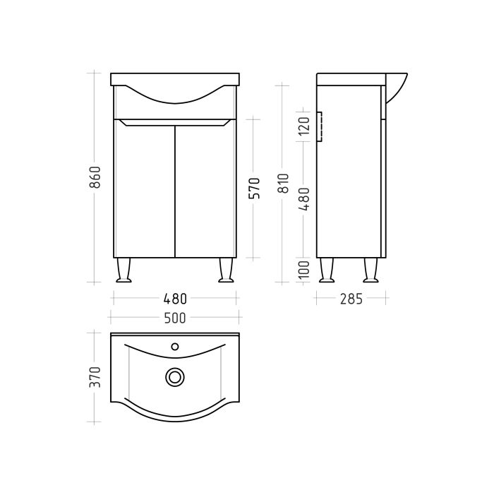 Тумба у ванну "PRIME" PR-50 під умивальник BASIK-50